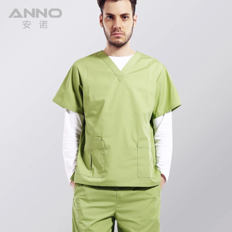 ANNO, медицинская форма, набор скрабов для женщин, мужчин, медсестры, больница, стоматологический спа, салон красоты, рабочая одежда, Хирургическая Одежда, медицинская одежда - Цвет: Green(GuoLv)-S