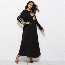 Арабский мусульманский платье женское модное кимоно с длинным рукавом повседневное свободное макси с вышивкой абайя Рамадан Eid платье из Дубая VKDR1271