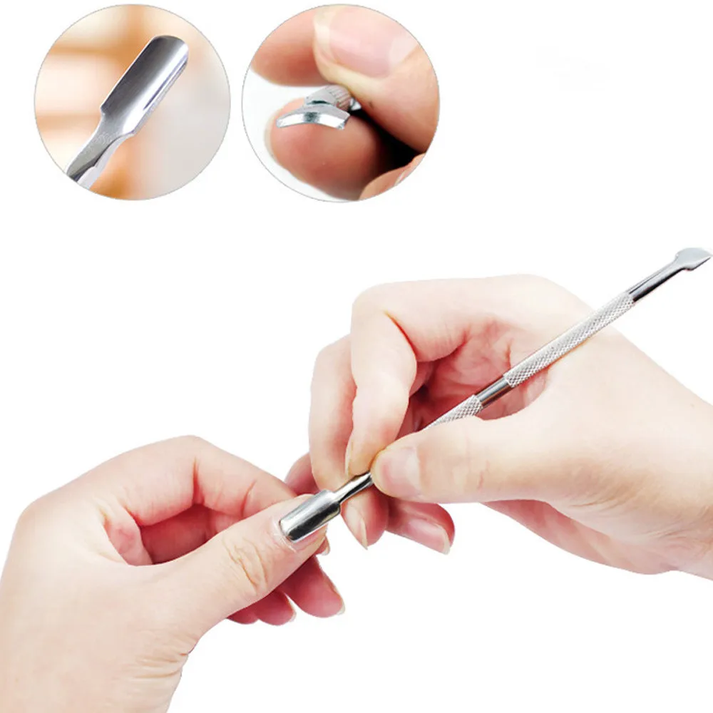 

Newest 4 PC/set Stainless Steel Cuticle Pusher Dead Skin Remover Double Ended Nail Pusher Romover Cutter Nail Art Tools