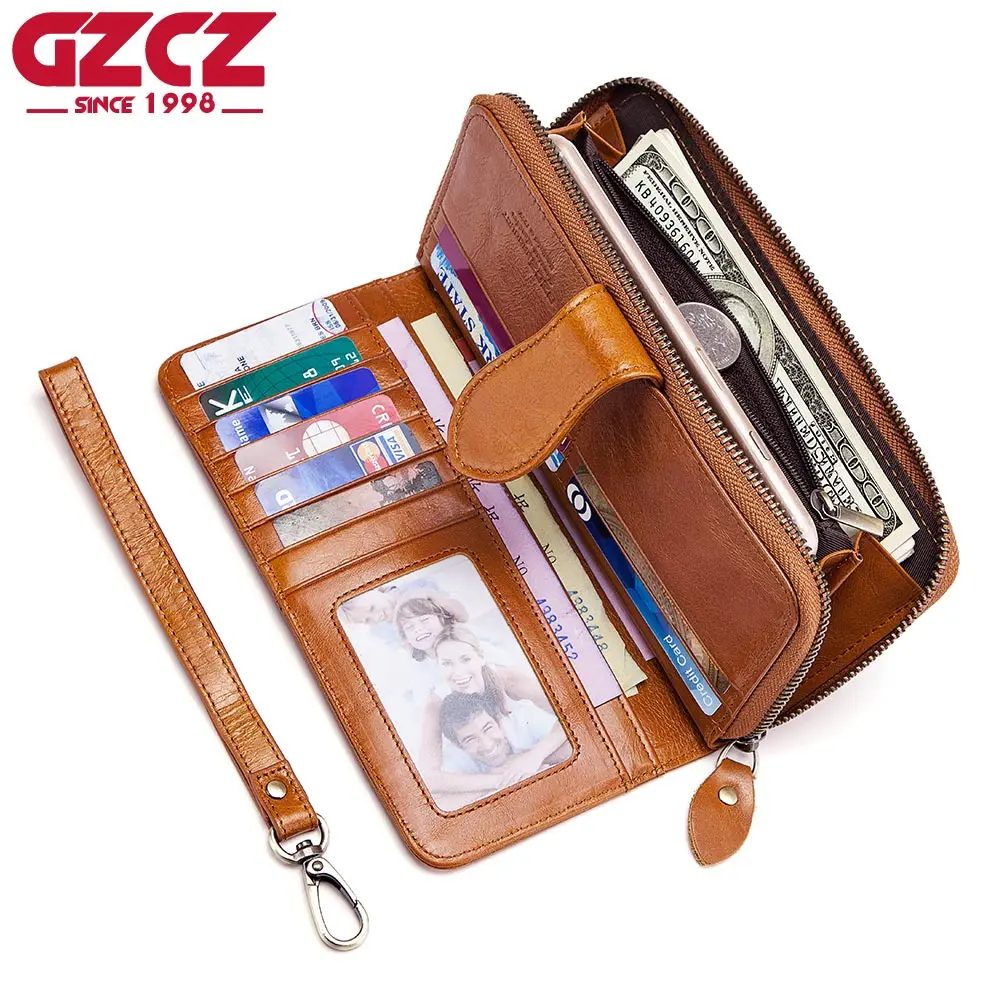 

Carteira Feminina 2018 New Long Genuine Leather Women Walles Clutch With Coin Purse Phone Walet Female Card Holder High Quality