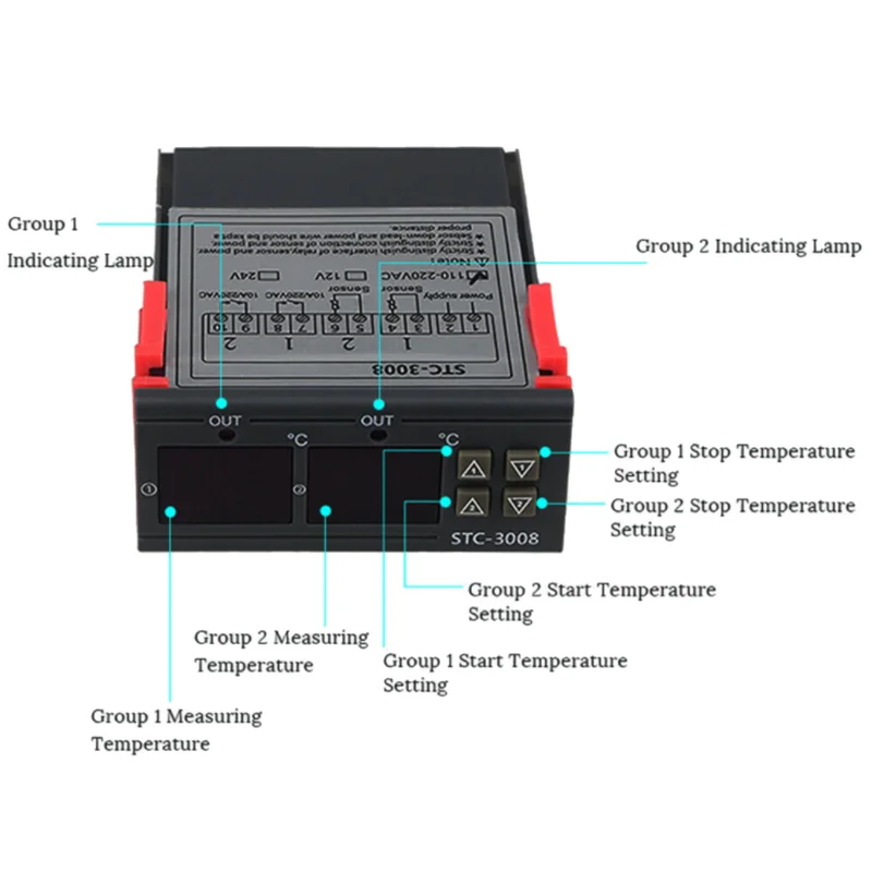110-220 В цифровой регулятор температуры STC-3008 цифровой переключатель температуры Термостат NTC сенсор охладитель