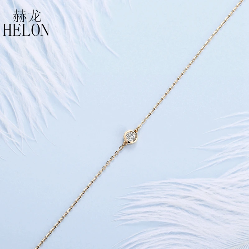 HELON Real 18 K AU750 желтое золото 0.1ct F цвет Выращенный в лаборатории Муассанит алмазный браслет Тест Положительный для женщин модные ювелирные изделия