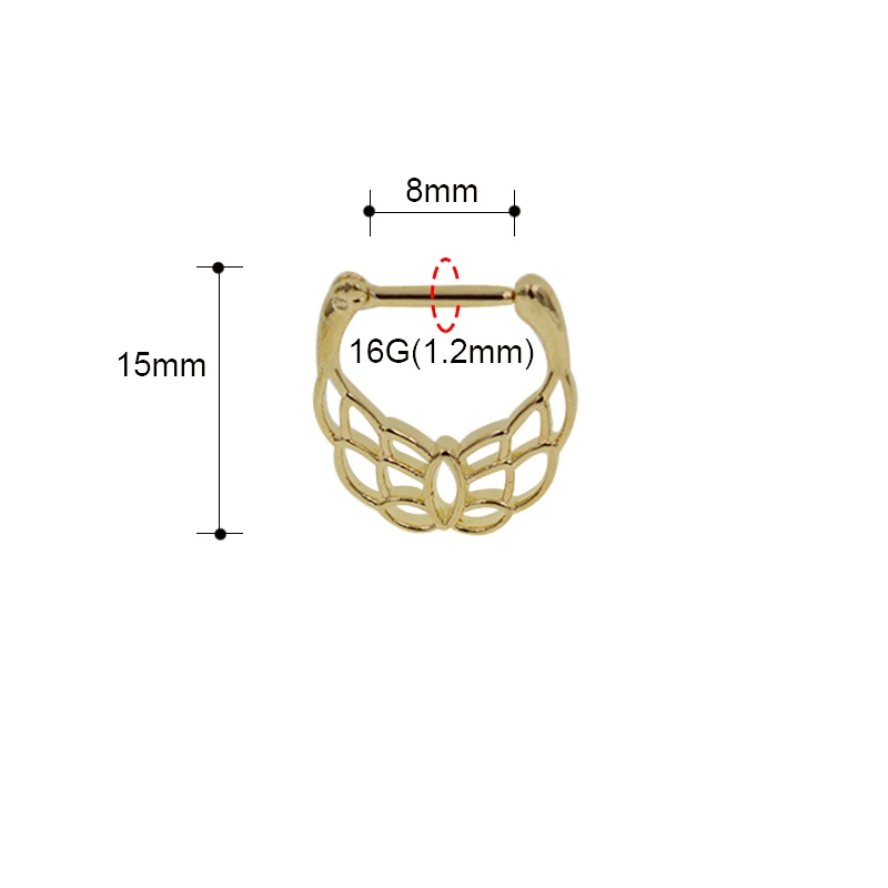 1 шт., открытый цветок, 16 г, настоящая перегородка, пирсинг, Septo Nariz, ювелирные изделия для тела, перегородка, кликер, пирсинг