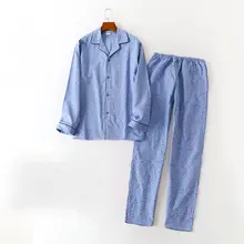 Весенние мужские пижамы больших размеров мужские повседневные наборы пижам мужские рубашки с отложным воротником и брюки матовый хлопковый пижамный комплект