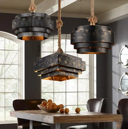 

Loft Style Iron Droplight Creative Rope LED Pendant Light Fixtures For Dining Room Hanging Lamp Industrial Vintage Lighting