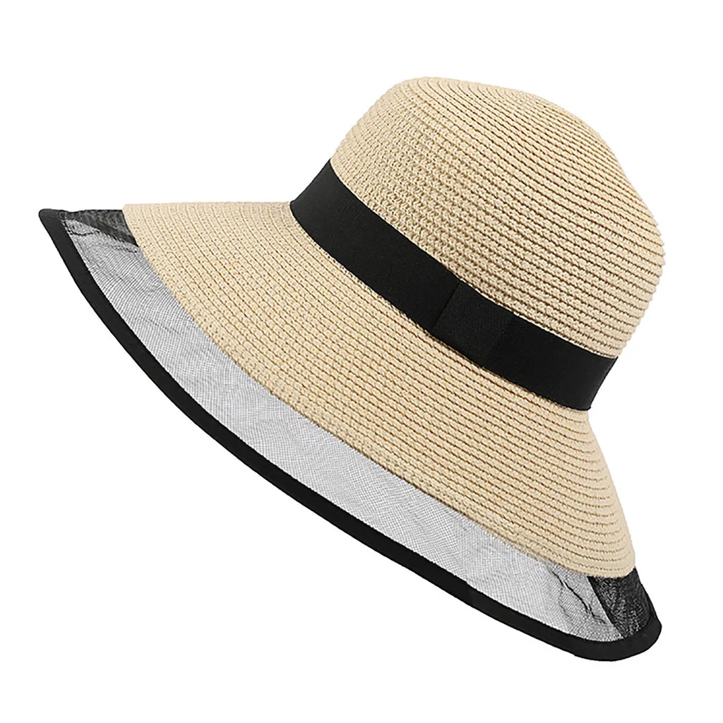 Feitong богемные модные летние солнцезащитные Proctection пляжная соломенная шляпа широкоугольные шапки# G35# Y35 - Цвет: Бежевый