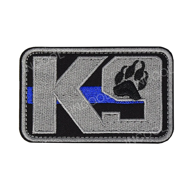 Thin Blue Line K9 Infrared IR Reflective Service Dog Rescue Embroidery Patch Military Tactical Patches Emblem Embroidered Badges 