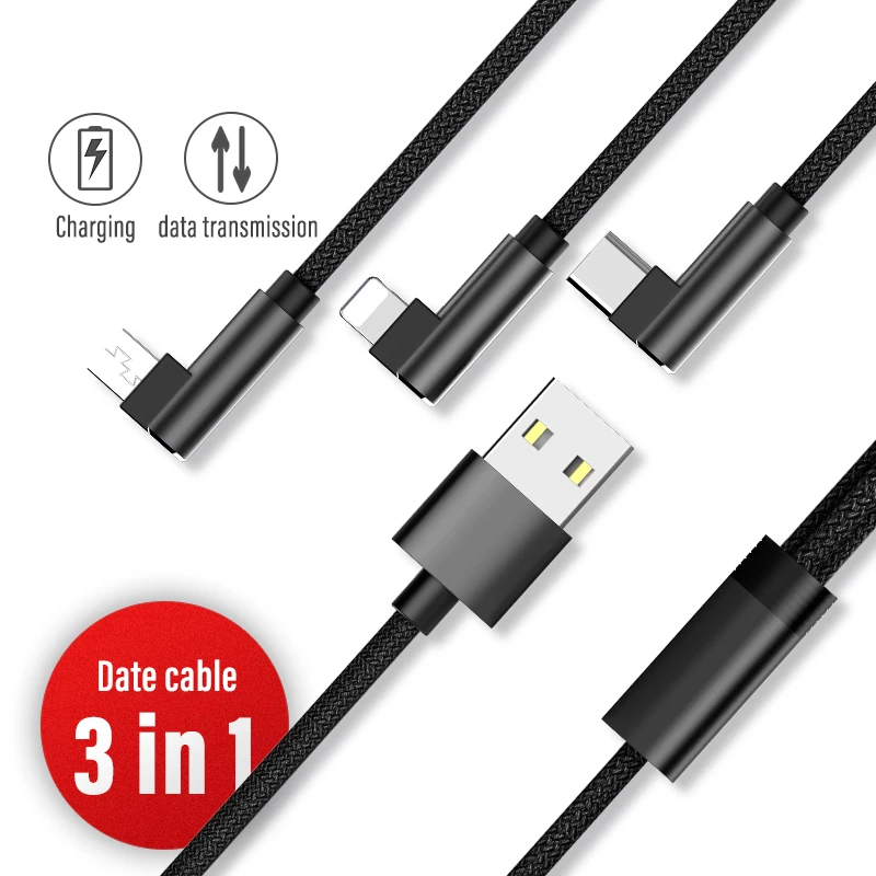 ! 3 в 1 L образный Универсальный зарядный кабель ACCEZZ микро USB Type C для Xiaomi 5 Samsung S7 Pin