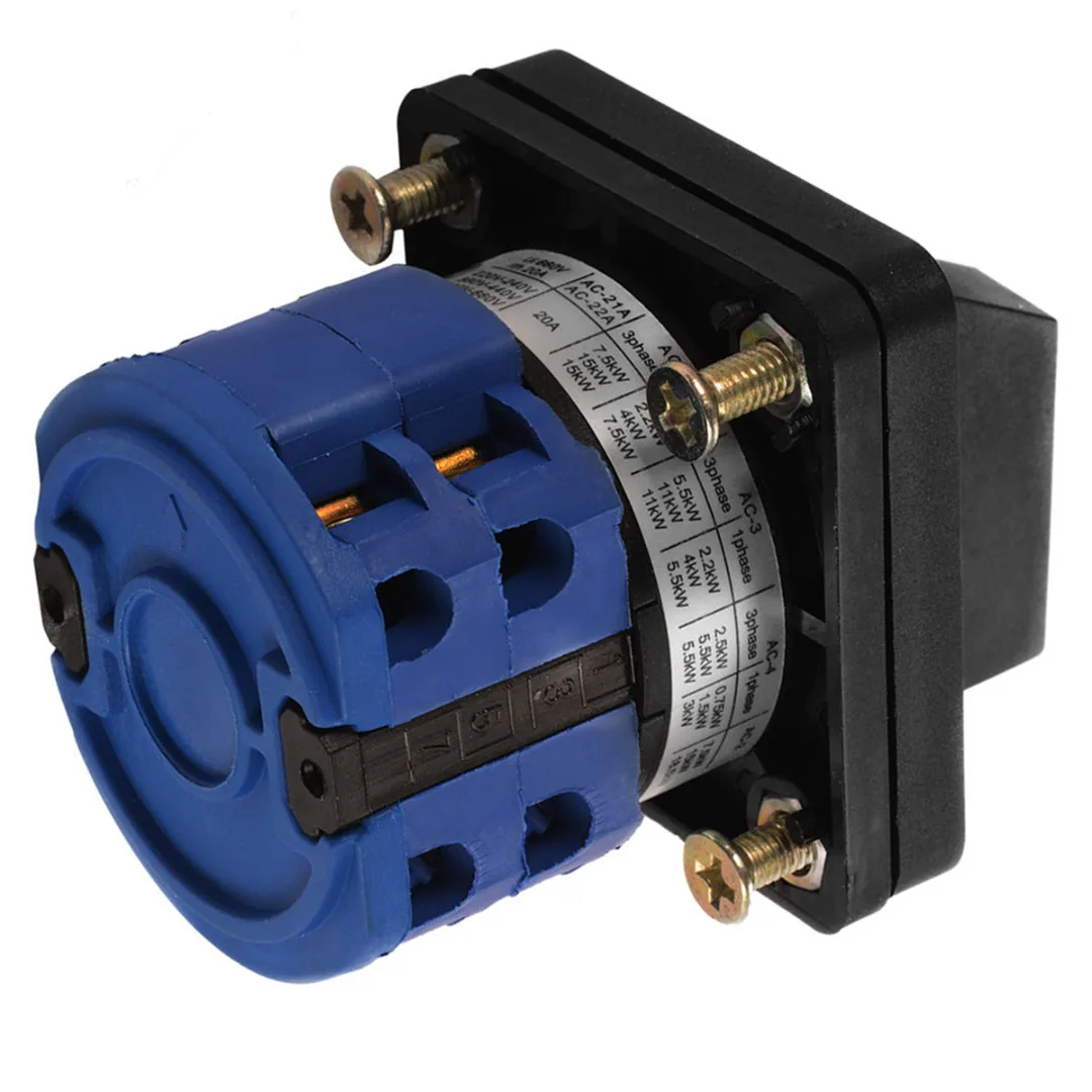 3 Positions Rotary Cam Changeover Switch On-Off-On Control Switch  + Screws LW26-20D 20A