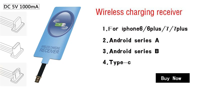 Тонкий Qi Беспроводное зарядное устройство приемник Быстрая зарядка приемник для беспроводного зарядного устройства Pad катушка для Samsung huawei iphone 7 Type-C/Type-A