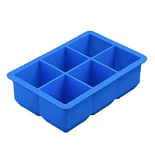 Black/blue 6 Big Cube Giant Jumbo Large Silicone Ice Cube Square Tray Mold Mould