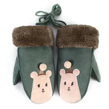 Новые милые детские перчатки с рисунком лисы для детей от 0 до 3 лет зимняя шерсть плюс толстый полный канат митенки для пальцев теплые вязаные перчатки для детей мальчиков и девочек