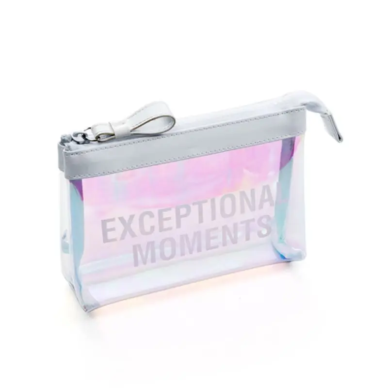 

Women Transparent Holographic Cosmetic Toiletry Zipper Travel Storage Make Up Organizer Case