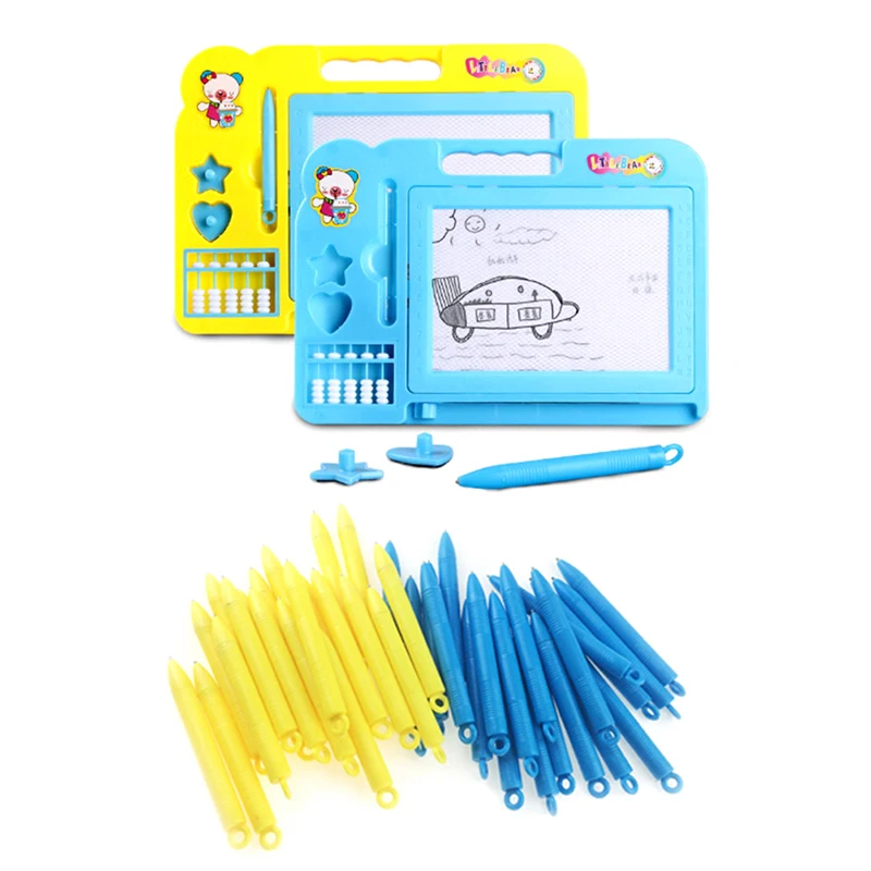 

2Pcs Early Learning Education Drawing Toys Gift Plastic Magnetic Mini Children Writing Doodle Drawing Board Pen Toys