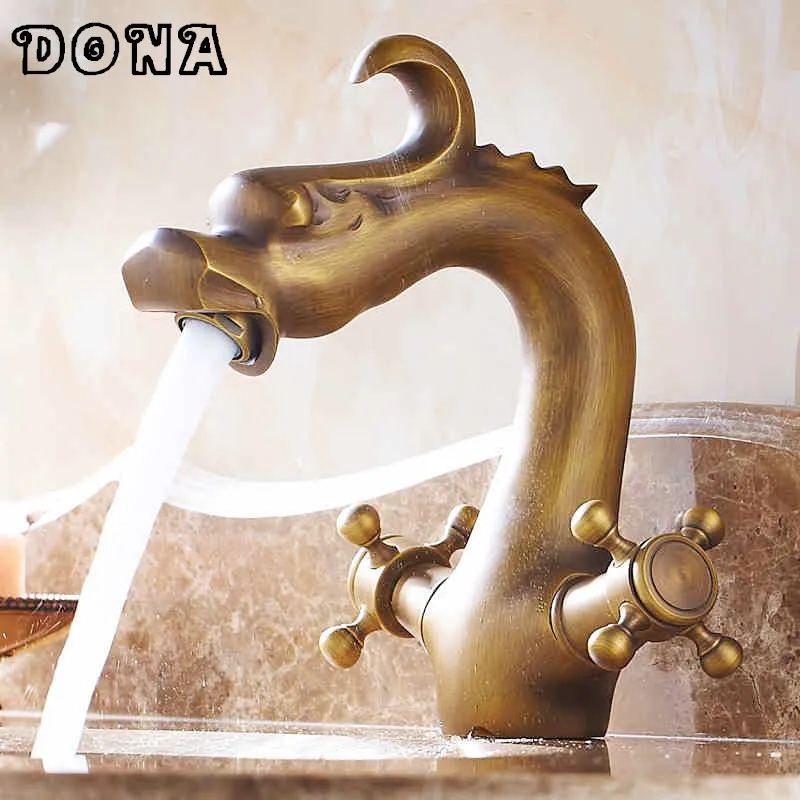 Free shipping Dragon style Antique bronze Brass Bathroom bath tap Bath Basin Mixer tap toilet