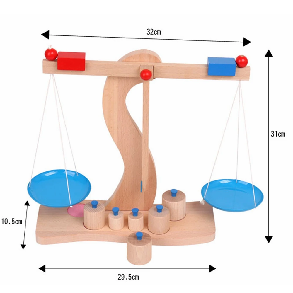 Новые маленькие деревянные весы с 6 весами для детей, математика Монтессори, обучающие игрушки для детей