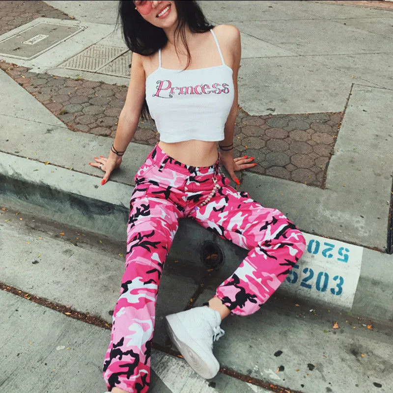 

Fashion Camouflage Long Sweat Pants Women Joggers Hip Hop Cargo Pink Camo Trousers Pantalon Femme Ankle-Length Sweetwear