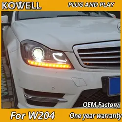 KOWELL стайлинга автомобилей для Benz W204 фары 2011 2012-2014 C180 C200 C260 led светодиодные дневные ходовые огни на передних фарах H7 Биксеноновая разрядная