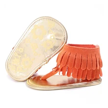 ABWE/лучшие продажи; летние детские сандалии с бахромой; мягкая подошва; детская обувь из искусственной кожи для девочек; оранжевый цвет; M