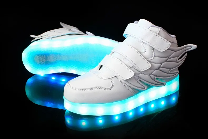 Новинка яркая Клубная обувь светодиодный флэш-память USB зарядка детская обувь из PU искусственной кожи, для детей Для мальчиков и девочек для отдыха спортивные туфли размер 25-37WEIDA