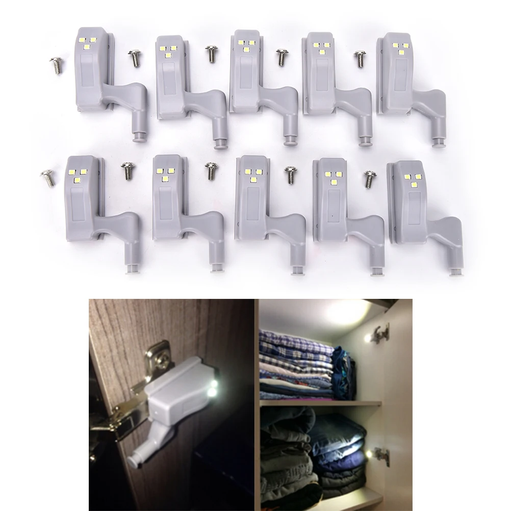 10Pcs LED Cabinet Hinge Light Universal Kitchen Bedroom Living Room Cupboard Wardrobe Inner Sensor light Hardware