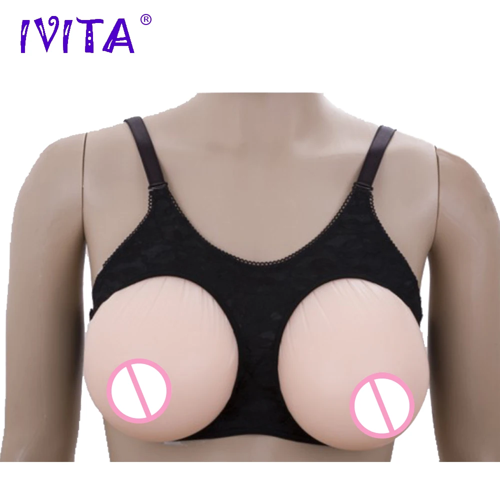 

IVITA 650g Silicone Breast Forms False Breasts Fake Boobs With Shoulder Straps For Crossdresser Transgender Mastectomy Enhancer