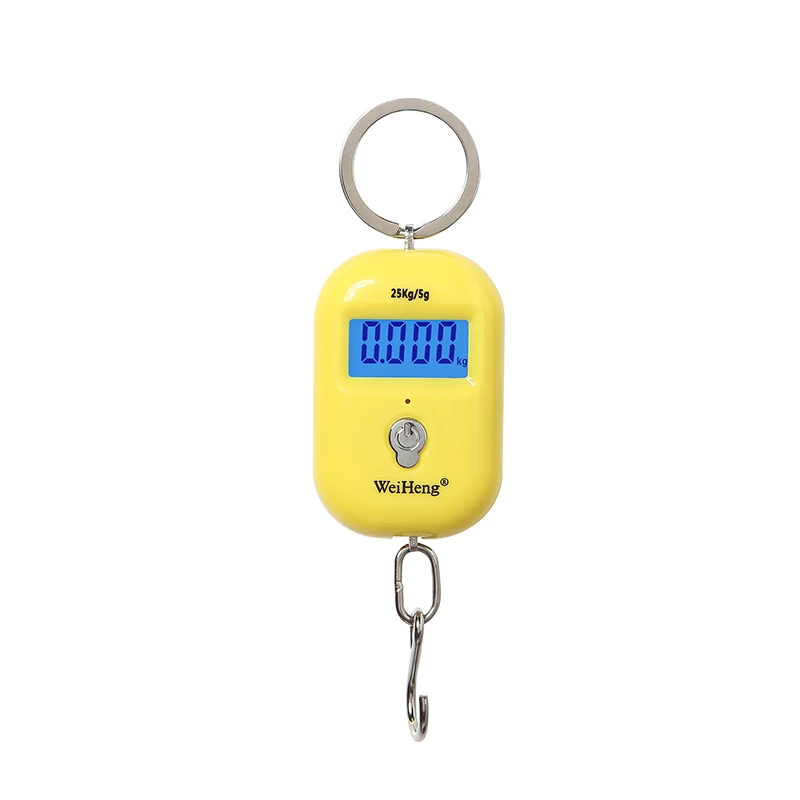 25kg Mini Digital Electronic Luggage Scale Portable Suitcase Scale Handled Travel Bag Weighting Fish Hook Hanging Scale - Цвет: Yellow