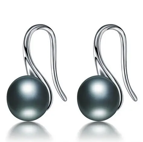 

HENGSHENG 2017 fashionable jewelry earrings 8-9mm black 100% natural freshwater pearl for women, gift earrings