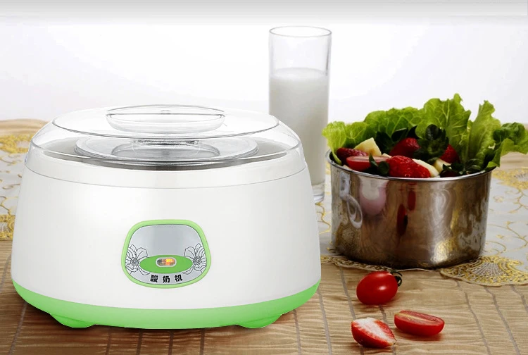 DMWD Automatic Yogurt Maker Stainless Steel Liner Leben Rice Wine Natto Fermenter DIY Yoghourt Machine Container 1L EU US Plug