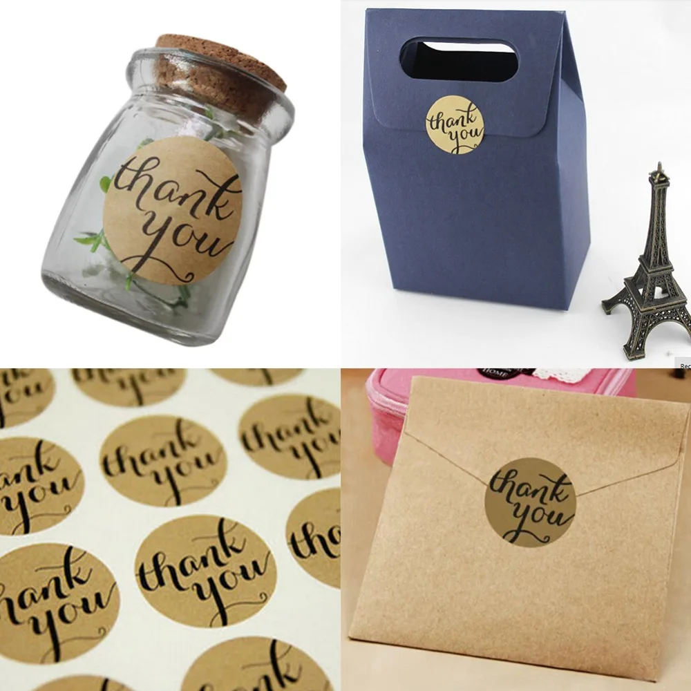12Pcs DIY Scrapbooking Thank You Kraft Sticker Cookie/Cake/Gift Labels Stickers Kitchen Sweets Party Seal | Дом и сад