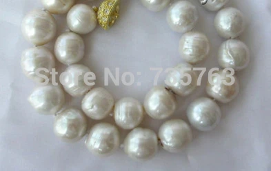 

xiuli 0015263 stunning big 15mm white round reborn keshi freshwater pearl necklace