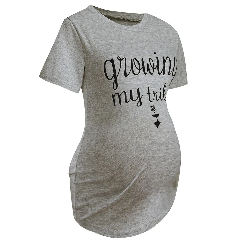 Женская блузка для беременных с коротким рукавом, Повседневная футболка с буквенным принтом, топы для беременных, рубашки для беременных
