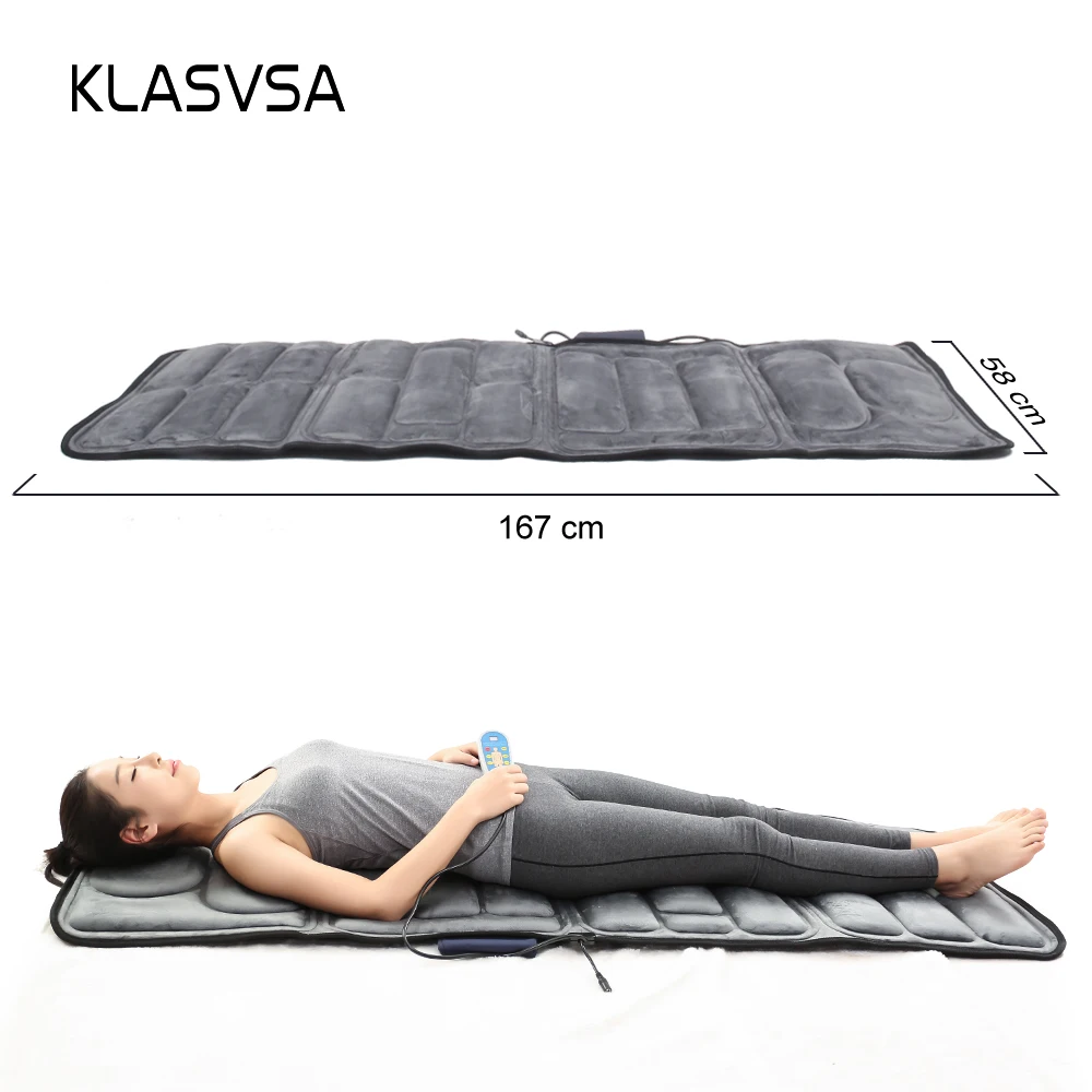  KLASVSA Electric Vibrator Heating Back Neck Massager Mattress Waist Cushion Mat Home Office Relax B