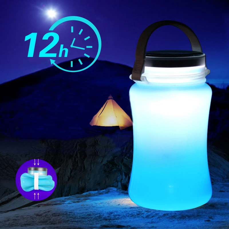 Multi functional solar camping tent lamp rechargeable super light