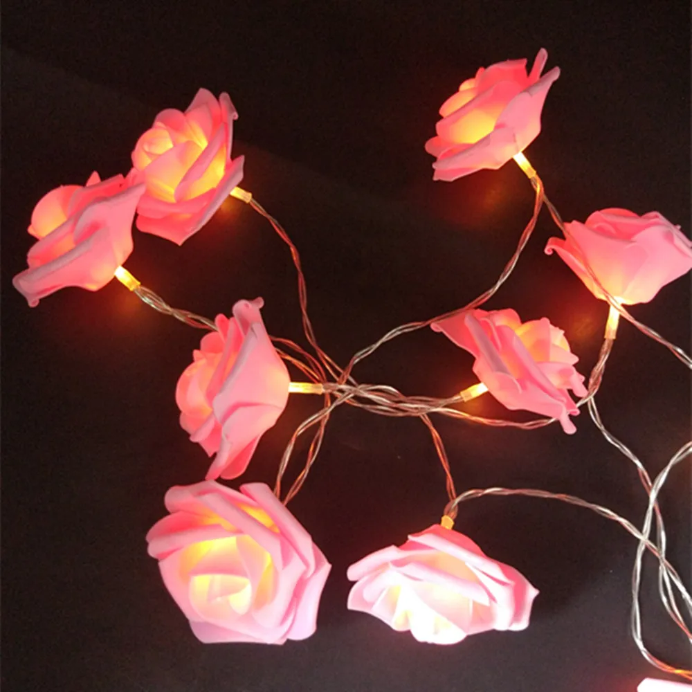 romantic valentine valentine\'s day lover\'s multi color rose string lights (16)_