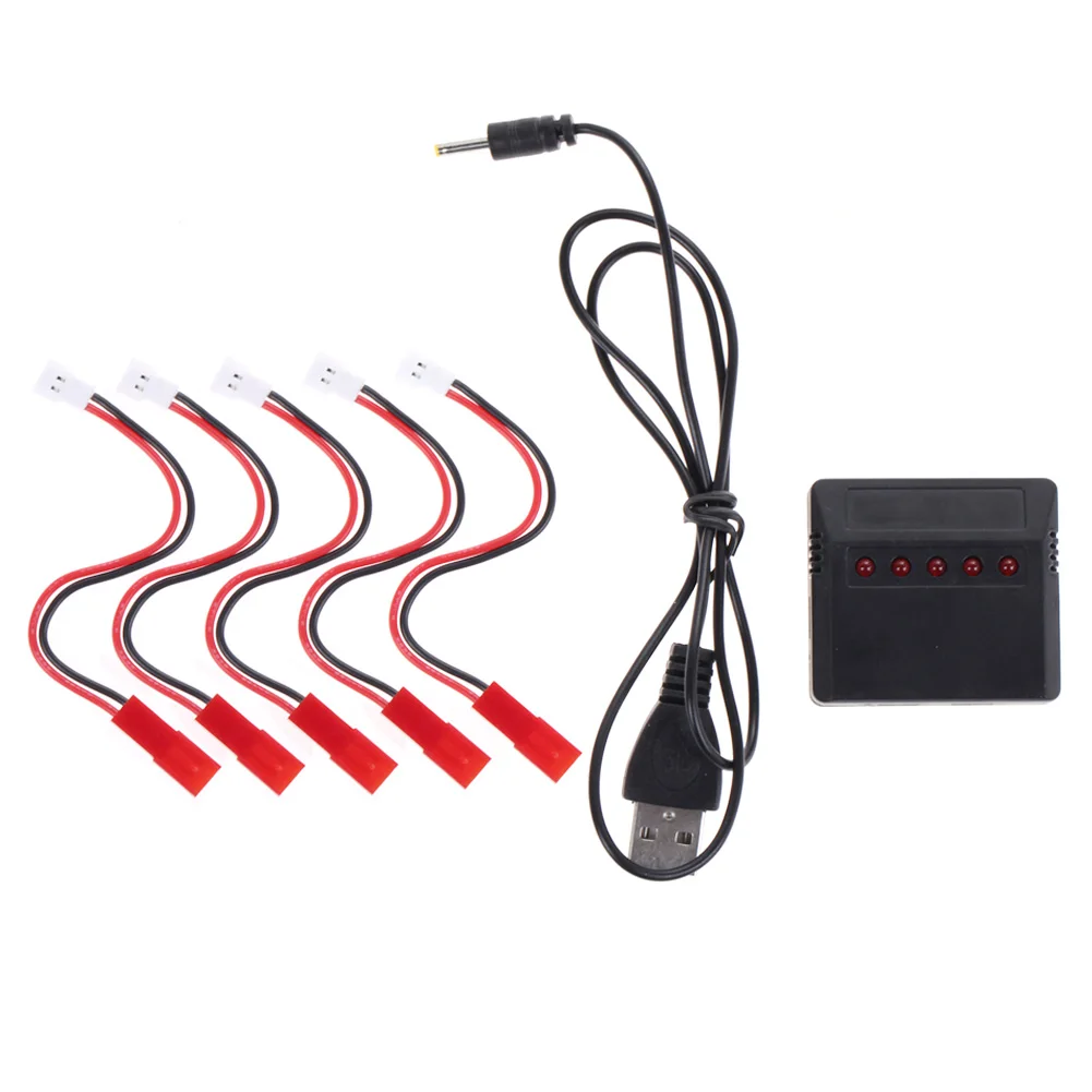 New Arrival 5PCS JST Plug Cable 5 in 1 3 7V Lipo Battery Usb Charger for
