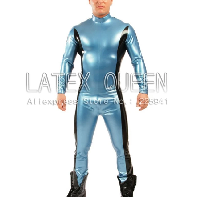 Men 's adult fashion sexy long sleeve latex bodysuit maillot costume