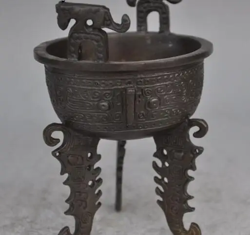 

S0992 5" old chinese Palace Dynasty pure bronze buddhism incense burner Censer statue discount 30% (C0324)