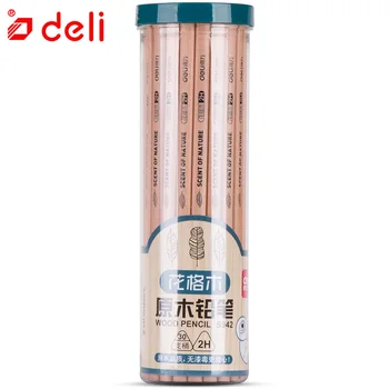 

Deli 30pcs/lot standard pencils Black 2H Hard Triangular lever pencil writing stationery nature wooden pencil High quality