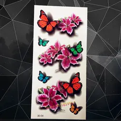 Новый 3D бабочка Водонепроницаемый татуировки Стикеры a3d-34 3D Блеск Blossom Дизайн татуировки пасты сексуальное Для женщин Макияж татуировки
