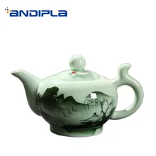 220 мл чайный горшок Longquan Celadon в китайском стиле для офиса, чайный серий, ручная роспись, пейзаж, узор Улун, чайник, отправляется другу