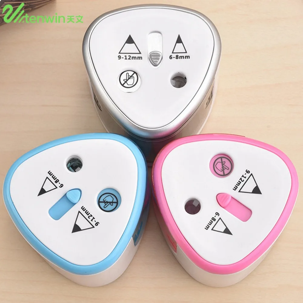 TENWIN Double Holes Electric Pencil Sharpener Students stationery Home School Office Desktop Pencil Sharpener Supplies for kids