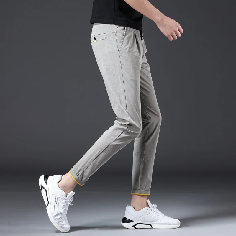 Jantour бренд весна лето повседневные брюки мужские хлопковые Slim Fit чиносы Модные мужские s узкие брюки Брюки Мужская одежда для бега