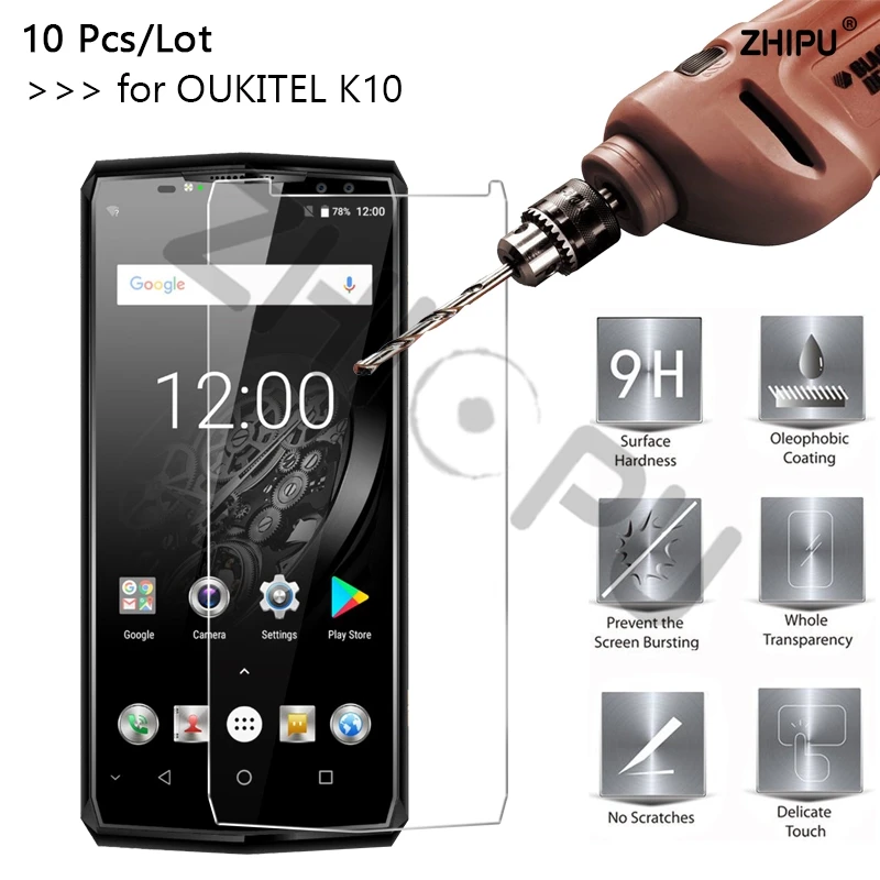 

10 Pcs/Lot 2.5D 0.26mm 9H Premium Tempered Glass For OUKITEL K10 6.0 inch Screen Protector Toughened protective film