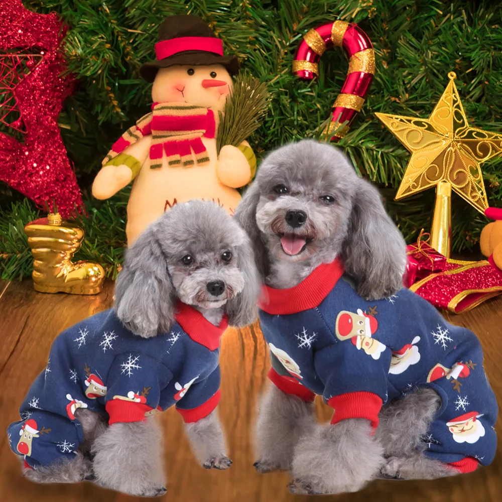 TAONMEISU Рождество собака пижамы Зима Теплый Санта Клаус Одежда для четвероногих одежда сна