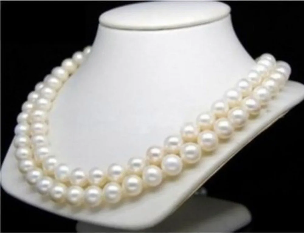 

GENUINE NATURAL PEARL NECKLACE 35 INCHES LONG 8-9mm REAL WHITE CULTURED PEARL^^^@^Noble style Natural Fine jewe fast SHIPPING