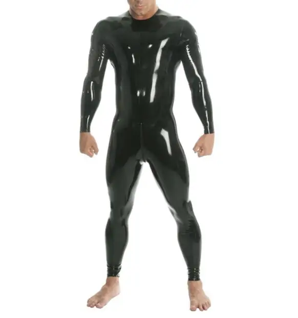 Latex Rubber 0.6mm Zentai Catsuit Men Latex UNITARDin Teddies & Bodysuits from Novelty