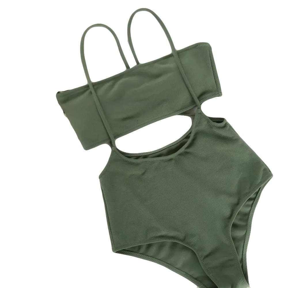

KANCOLLE Clothes Solid Sexy Swimsuit Women Hollow Out Fashion Push-Up Padded Bra Beach Swimwear Women (Containing Chest Pad)