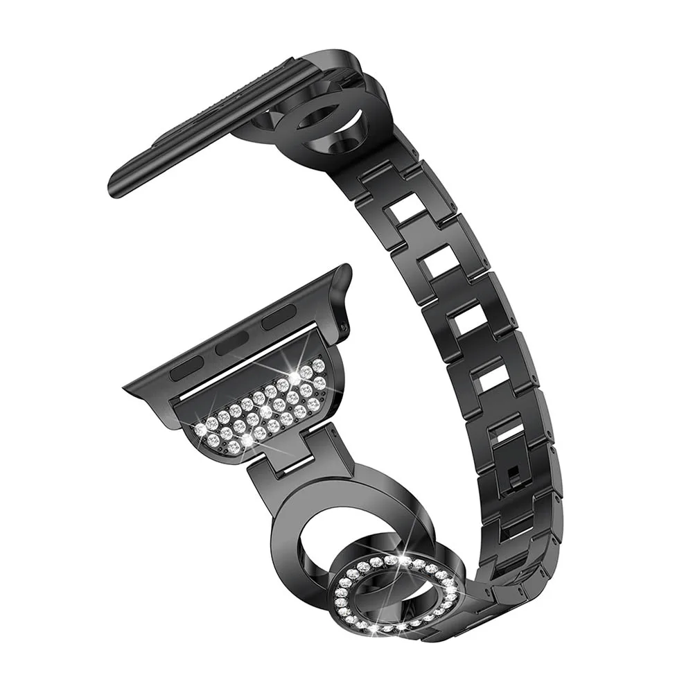 Для наручных часов Apple Watch, версии Нержавеющая сталь Ссылка часы ремешок 38 мм 42 мм 40 мм, длина-44 мм, ремешок для наручных часов Apple Watch Series 4/3/2/1 браслет - Цвет ремешка: Черный