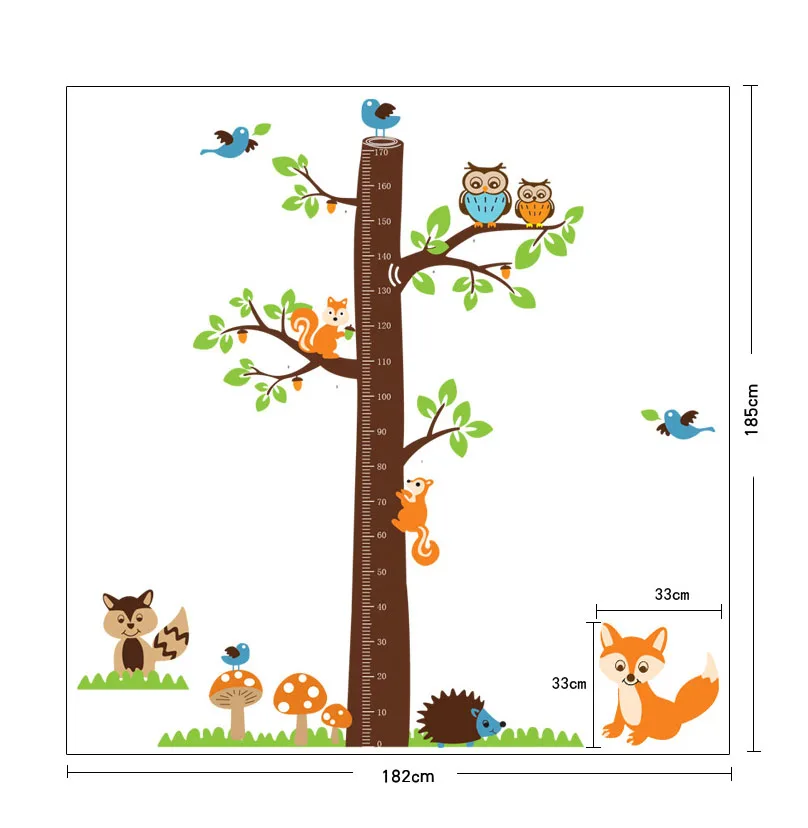 Kartun Tinggi Bagan Taman Hewan Batang Pohon Tupai Dan Owls Decals Anak Kamar Nursery Removable Wall Stiker Mural Sticker Wheel Trunk Antennastickers Crane Aliexpress